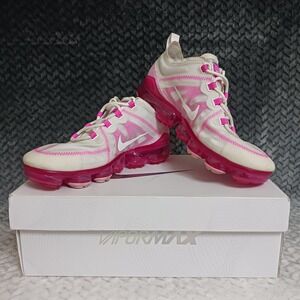 Nike Air VaporMax 2019 Women's Running Shoes Summit White Pink Size 8.5